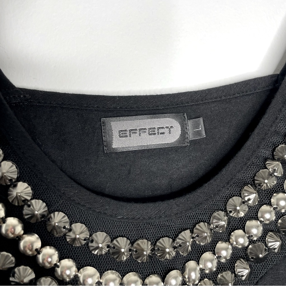 Effect Brand Black silver Studded tank top Poly/Cotton/Spandex Size Large - Picture 3 of 13